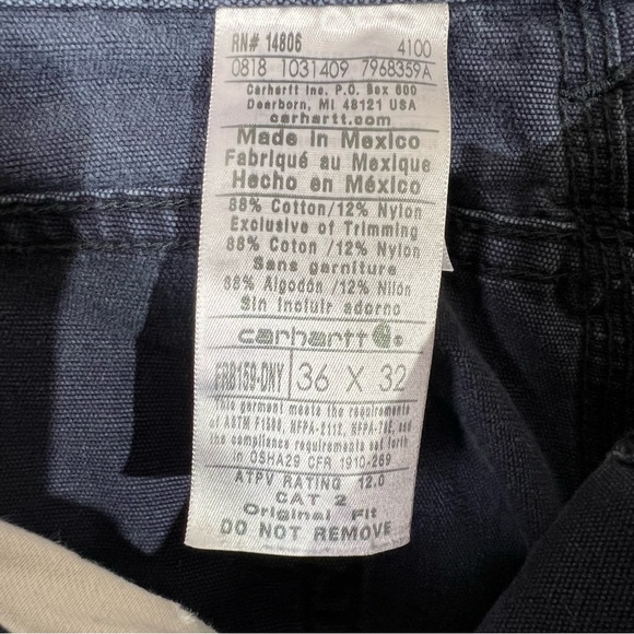 Carhartt Welding Cat2 2112 Men's 36x32 Work Pants Straight Leg Blue **FLAWED** - Picture 4 of 9